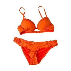 Y2K NWOT Apt 9 Women's Swim Bikini set Swimsuit Sz L Orange‎ Push Up Underwired